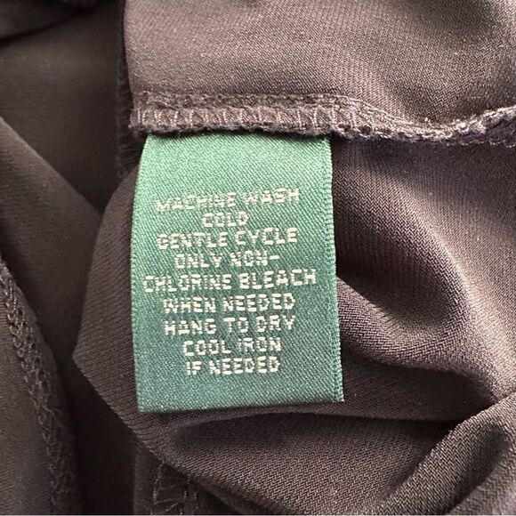 Lauren Ralph Lauren Polka Dot Dress Black Gathered Waist Bodycon Flattering Sz 6 - Picture 5 of 5